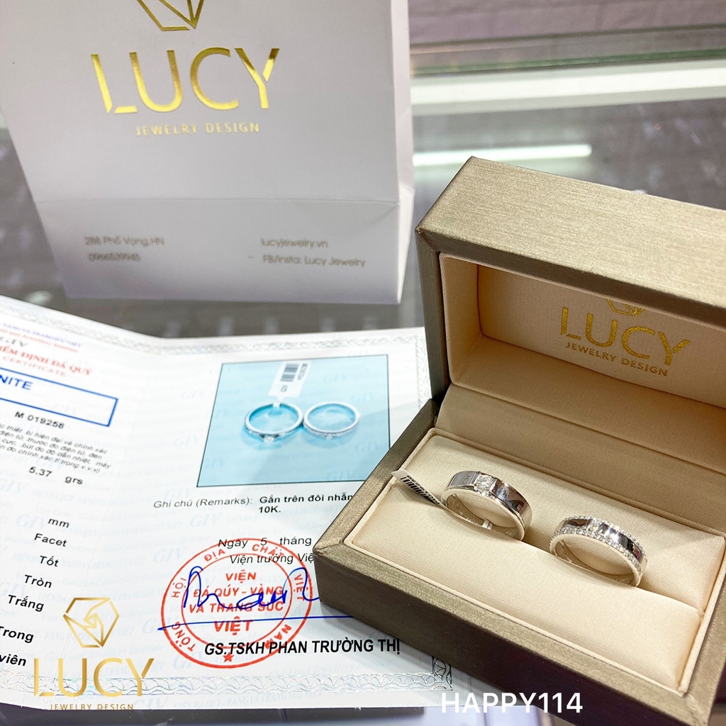 HAPPY114 Nhẫn cưới thiết kế, nhẫn cưới đẹp, nhẫn cưới cao cấp, nhẫn cưới kim cương - Lucy Jewelry