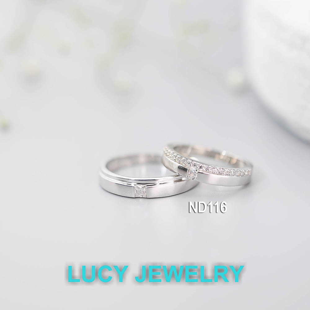 Nhẫn đôi nhẫn cặp đẹp bạc Lucy - ND116