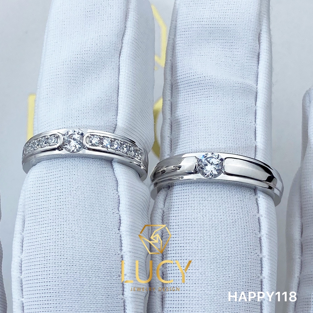 HAPPY118 Nhẫn cưới thiết kế, nhẫn cưới cao cấp, nhẫn cưới kim cương 4.0mm 3.6mm 3.5mm - Lucy Jewelry