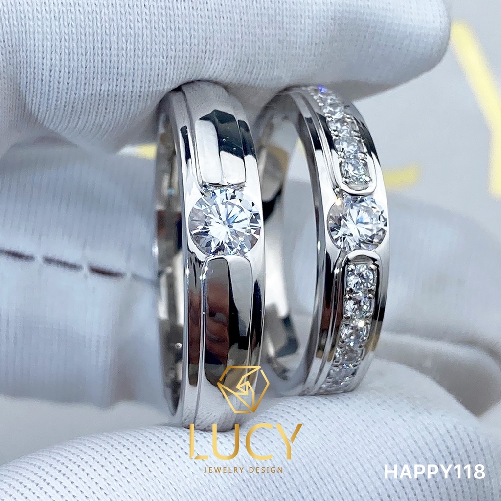 HAPPY118 Nhẫn cưới thiết kế, nhẫn cưới cao cấp, nhẫn cưới kim cương 4.0mm 3.6mm 3.5mm - Lucy Jewelry