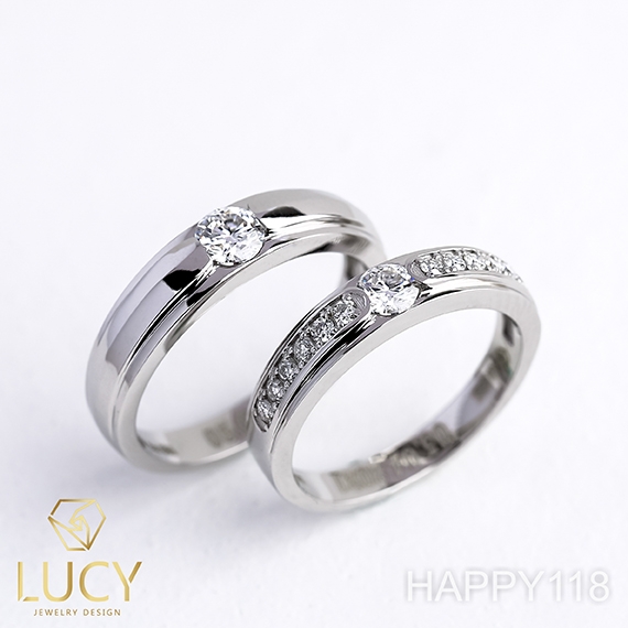 HAPPY118 Nhẫn cưới thiết kế, nhẫn cưới cao cấp, nhẫn cưới kim cương 4.0mm 3.6mm 3.5mm - Lucy Jewelry