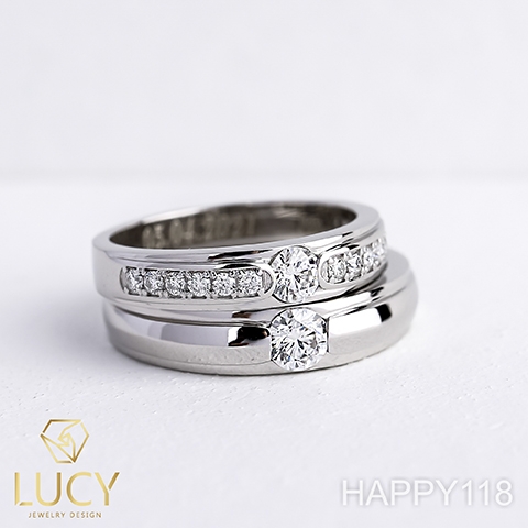 HAPPY118 Nhẫn cưới thiết kế, nhẫn cưới cao cấp, nhẫn cưới kim cương 4.0mm 3.6mm 3.5mm - Lucy Jewelry