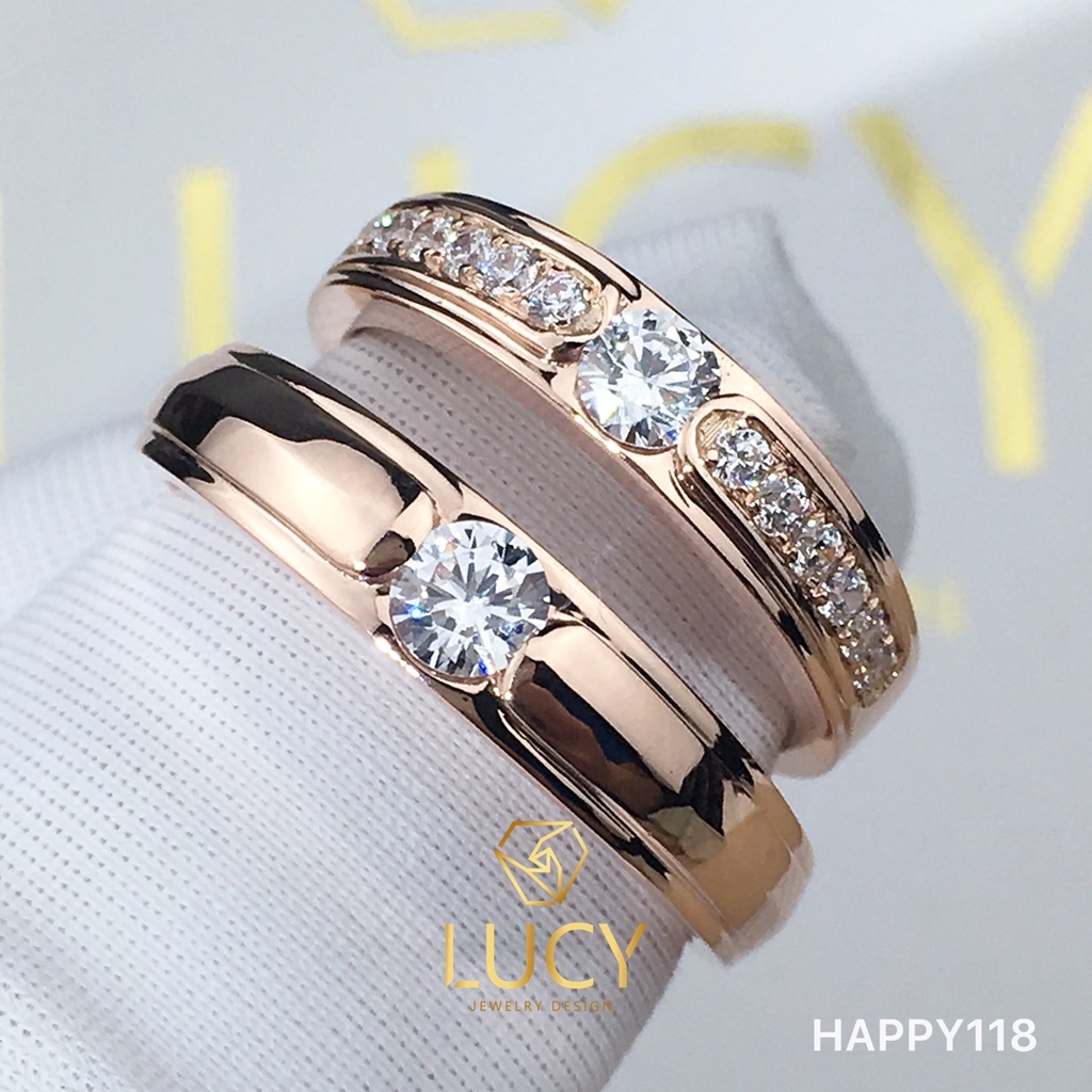 HAPPY118 Nhẫn cưới thiết kế, nhẫn cưới cao cấp, nhẫn cưới kim cương 4.0mm 3.6mm 3.5mm - Lucy Jewelry