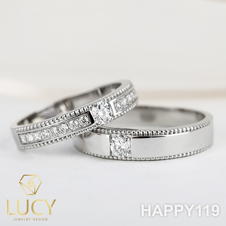 HAPPY119 Nhẫn cưới thiết kế, nhẫn cưới cao cấp, nhẫn cưới kim cương 3.5mm 3.6mm- Lucy Jewelry