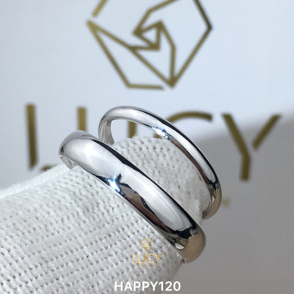 HAPPY120 Nhẫn cưới trơn đẹp vàng tây, vàng trắng, vàng hồng 10k 14k 18k, Bạch Kim Platinum PT900 - Lucy Jewelry