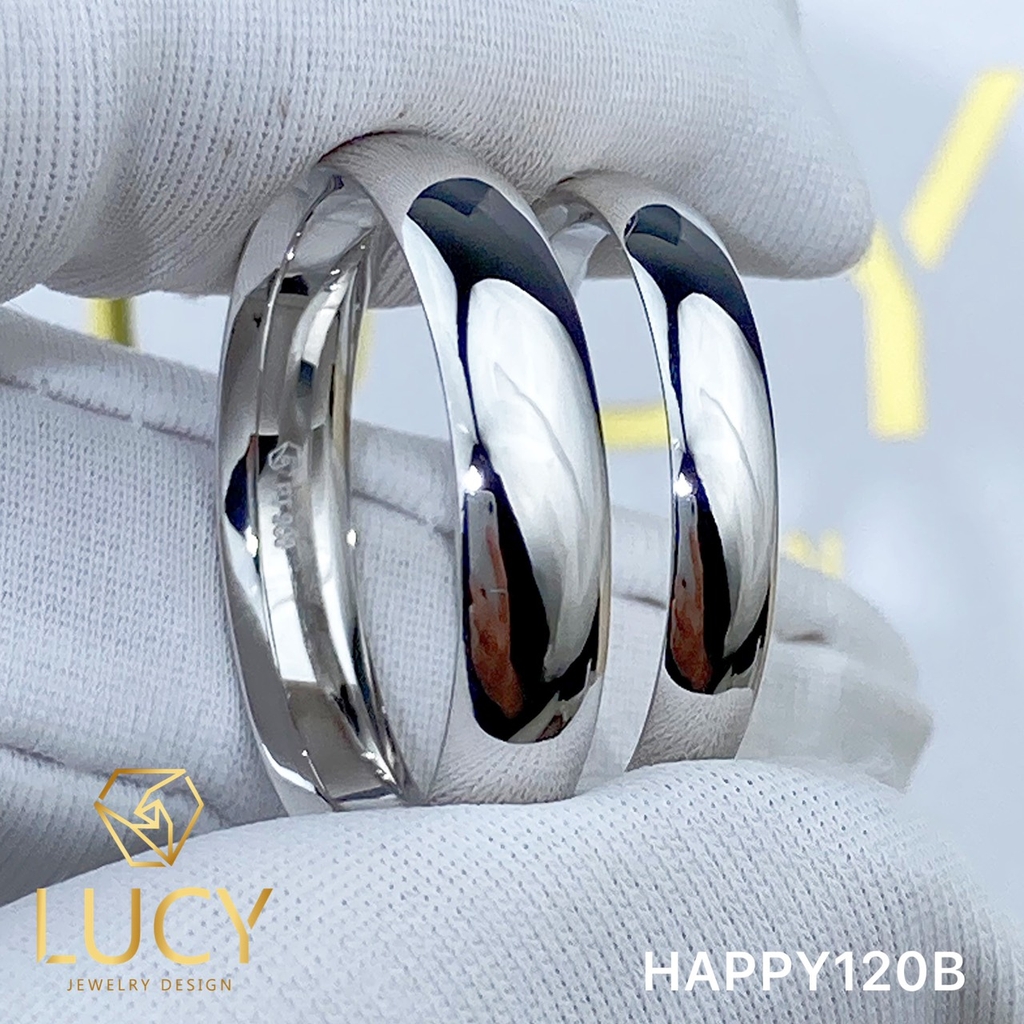 HAPPY120B Nhẫn cưới trơn đẹp vàng tây, vàng trắng, vàng hồng 10k 14k 18k, Bạch Kim Platinum PT900 - Lucy Jewelry