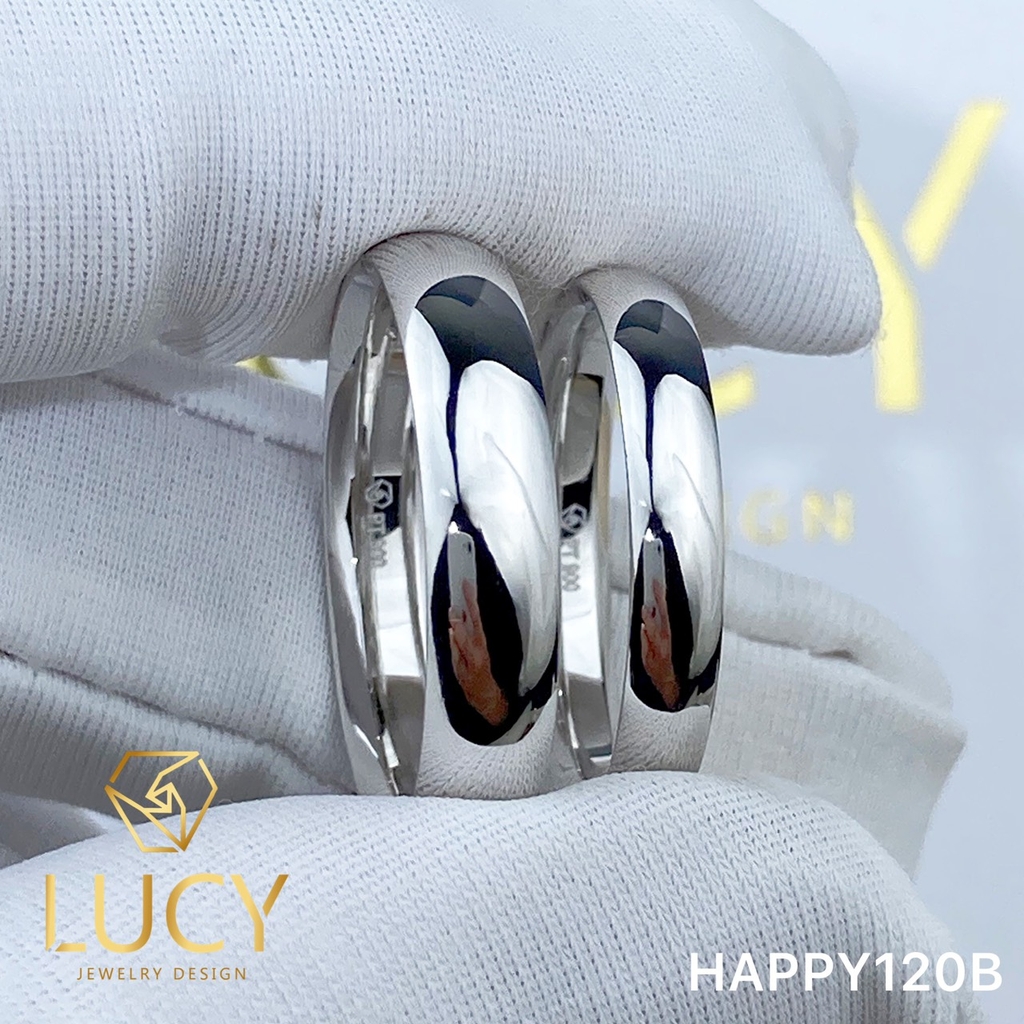 HAPPY120B Nhẫn cưới trơn đẹp vàng tây, vàng trắng, vàng hồng 10k 14k 18k, Bạch Kim Platinum PT900 - Lucy Jewelry