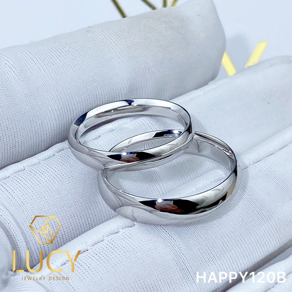 HAPPY120B Nhẫn cưới trơn đẹp vàng tây, vàng trắng, vàng hồng 10k 14k 18k, Bạch Kim Platinum PT900 - Lucy Jewelry