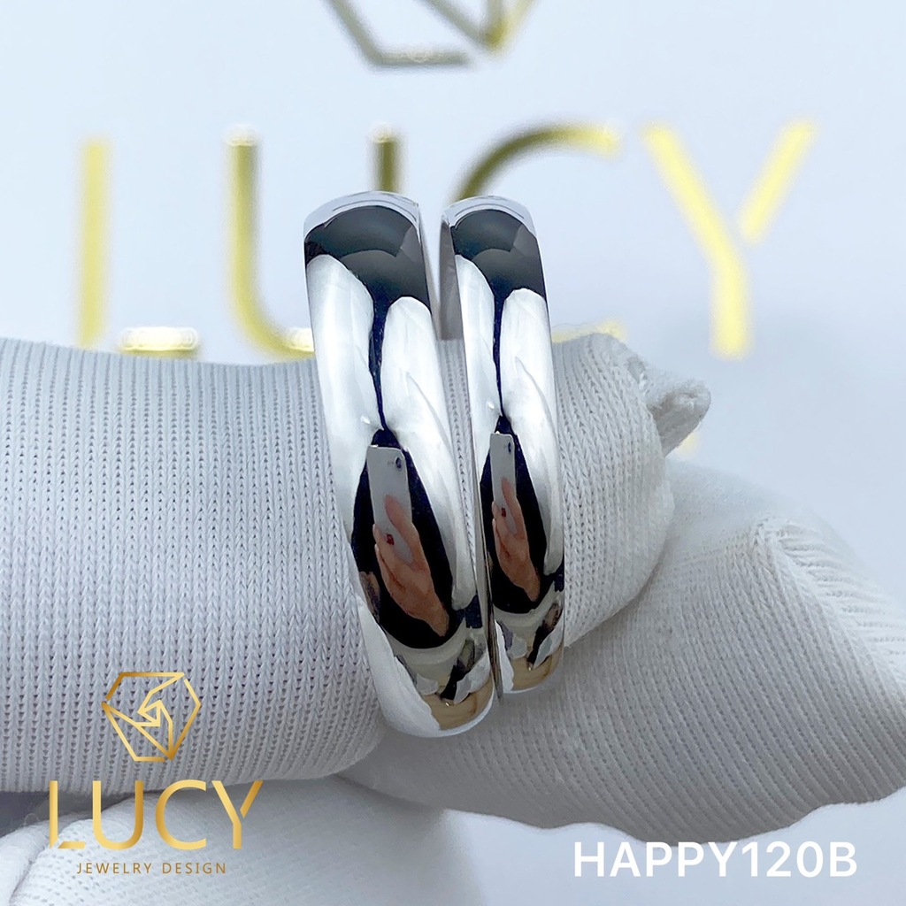 HAPPY120B Nhẫn cưới trơn đẹp vàng tây, vàng trắng, vàng hồng 10k 14k 18k, Bạch Kim Platinum PT900 - Lucy Jewelry