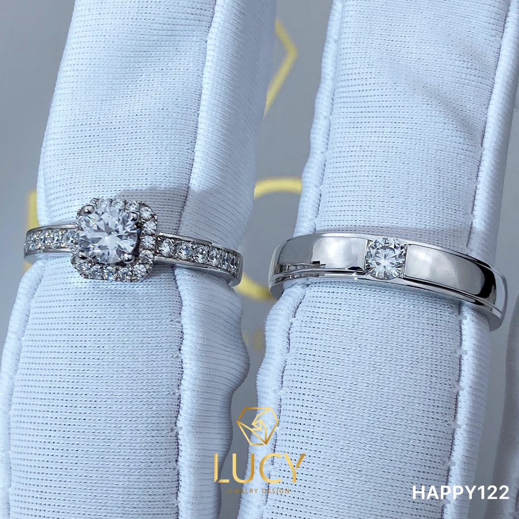 HAPPY122 Nhẫn cưới thiết kế, nhẫn cưới cao cấp, nhẫn cưới kim cương 3.5mm 3.6mm 4.5mm - Lucy Jewelry