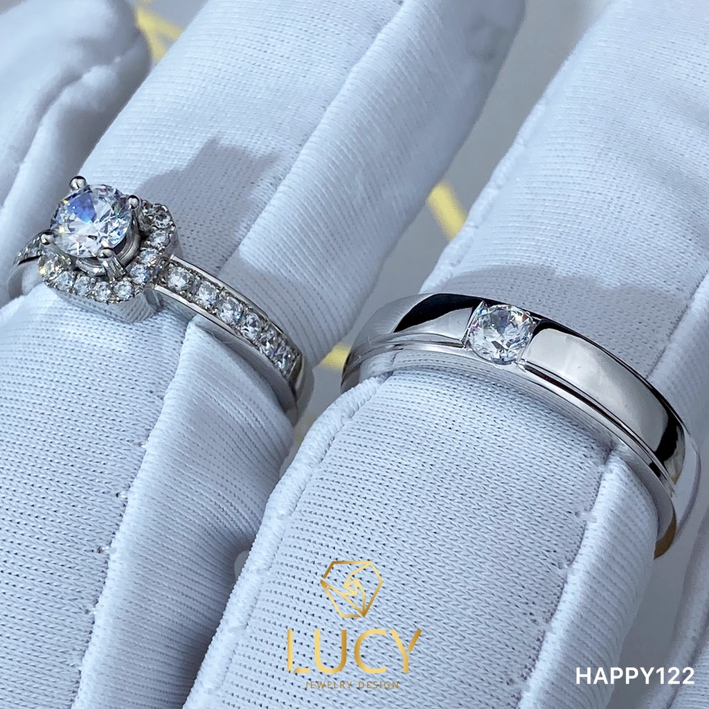 HAPPY122 Nhẫn cưới thiết kế, nhẫn cưới cao cấp, nhẫn cưới kim cương 3.5mm 3.6mm 4.5mm - Lucy Jewelry
