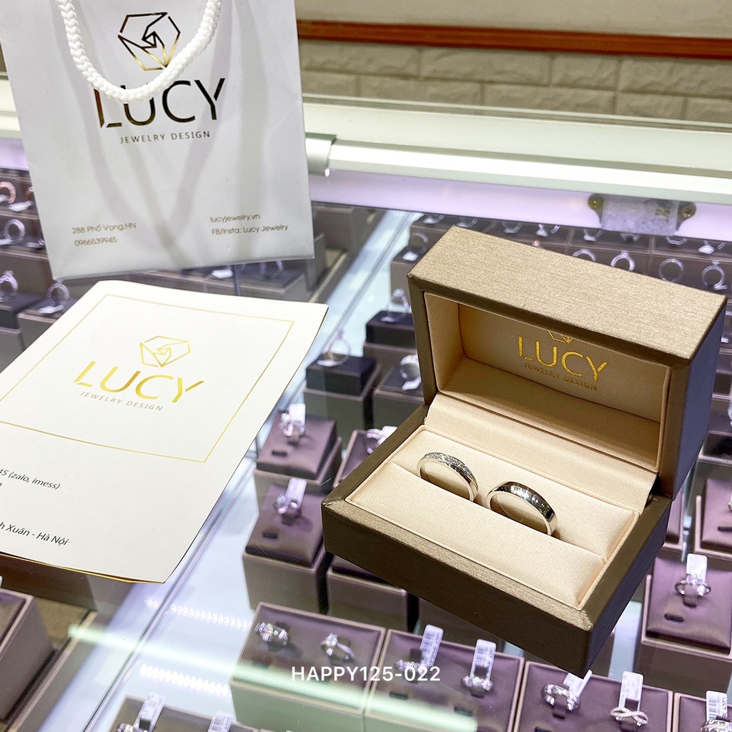 HAPPY125-022_PT900 Nhẫn cưới bạch kim cao cấp Platinum 90% PT900 - Lucy Jewelry