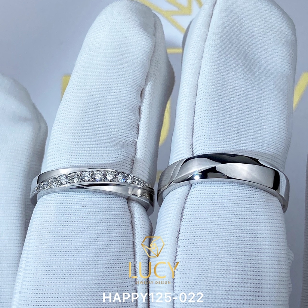 HAPPY125-022_PT900 Nhẫn cưới bạch kim cao cấp Platinum 90% PT900 - Lucy Jewelry