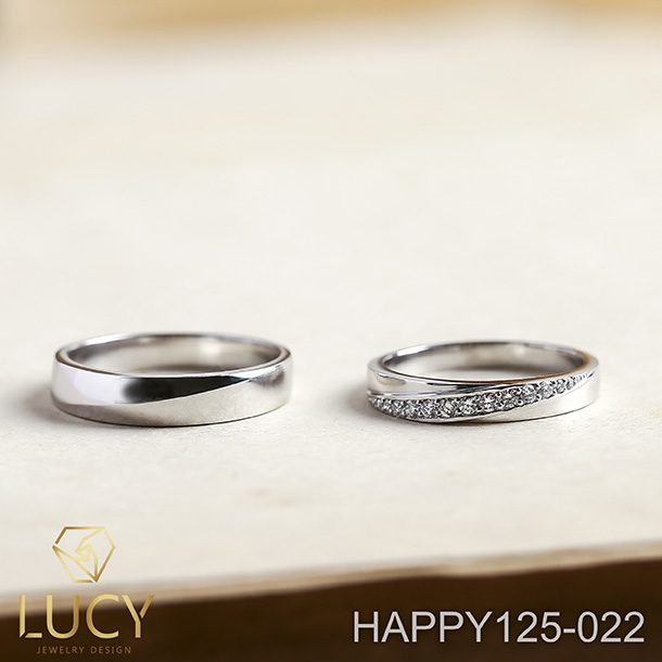 HAPPY125-022_PT900 Nhẫn cưới bạch kim cao cấp Platinum 90% PT900 - Lucy Jewelry