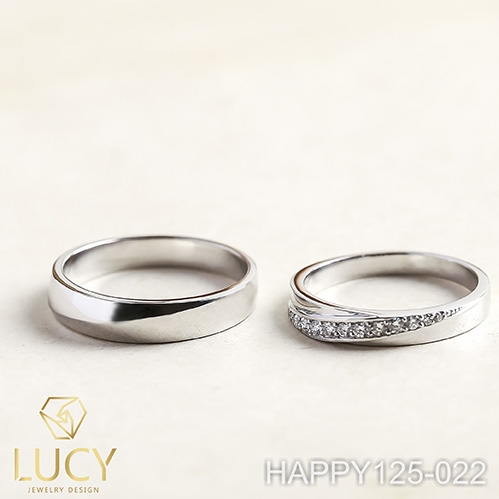 HAPPY125-022_PT900 Nhẫn cưới bạch kim cao cấp Platinum 90% PT900 - Lucy Jewelry