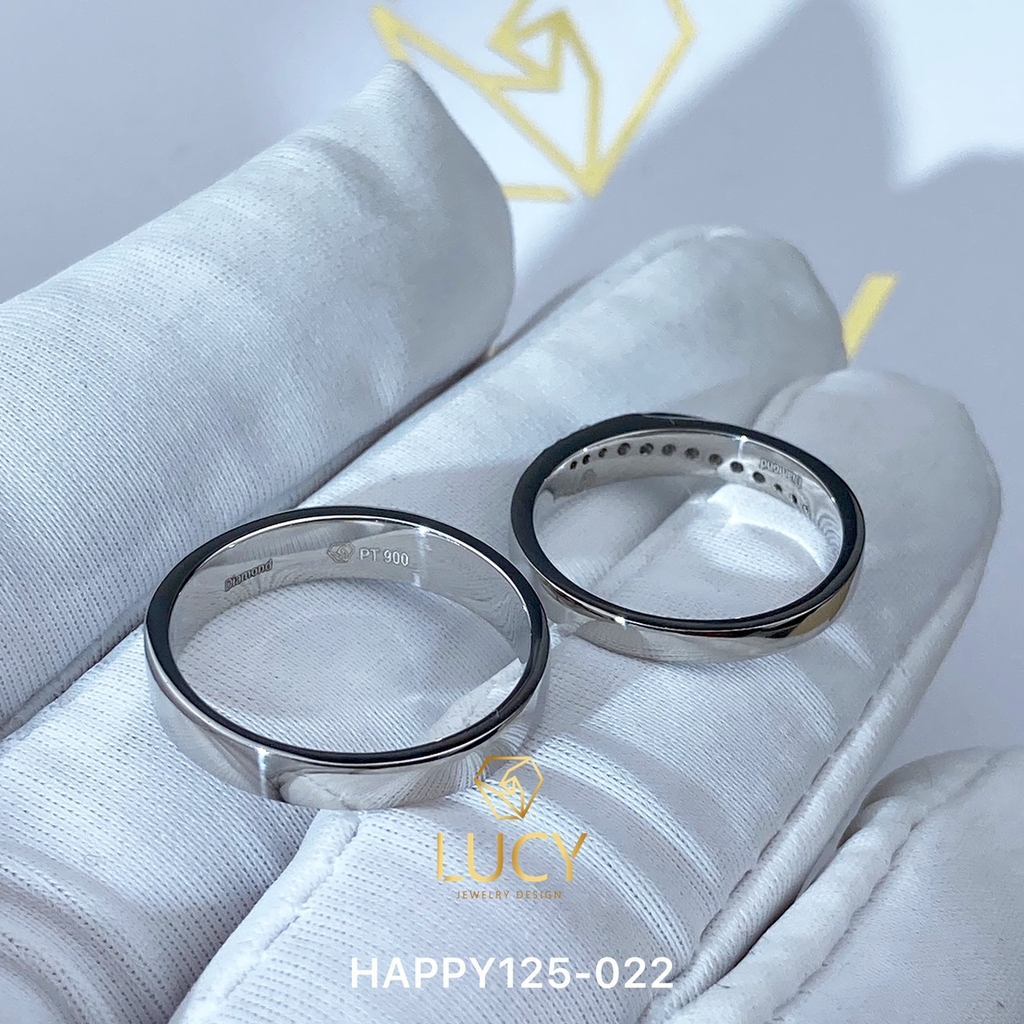 HAPPY125-022_PT900 Nhẫn cưới bạch kim cao cấp Platinum 90% PT900 - Lucy Jewelry