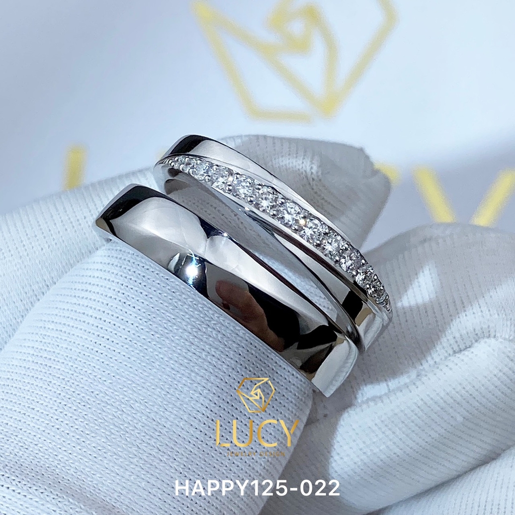 HAPPY125-022_PT900 Nhẫn cưới bạch kim cao cấp Platinum 90% PT900 - Lucy Jewelry