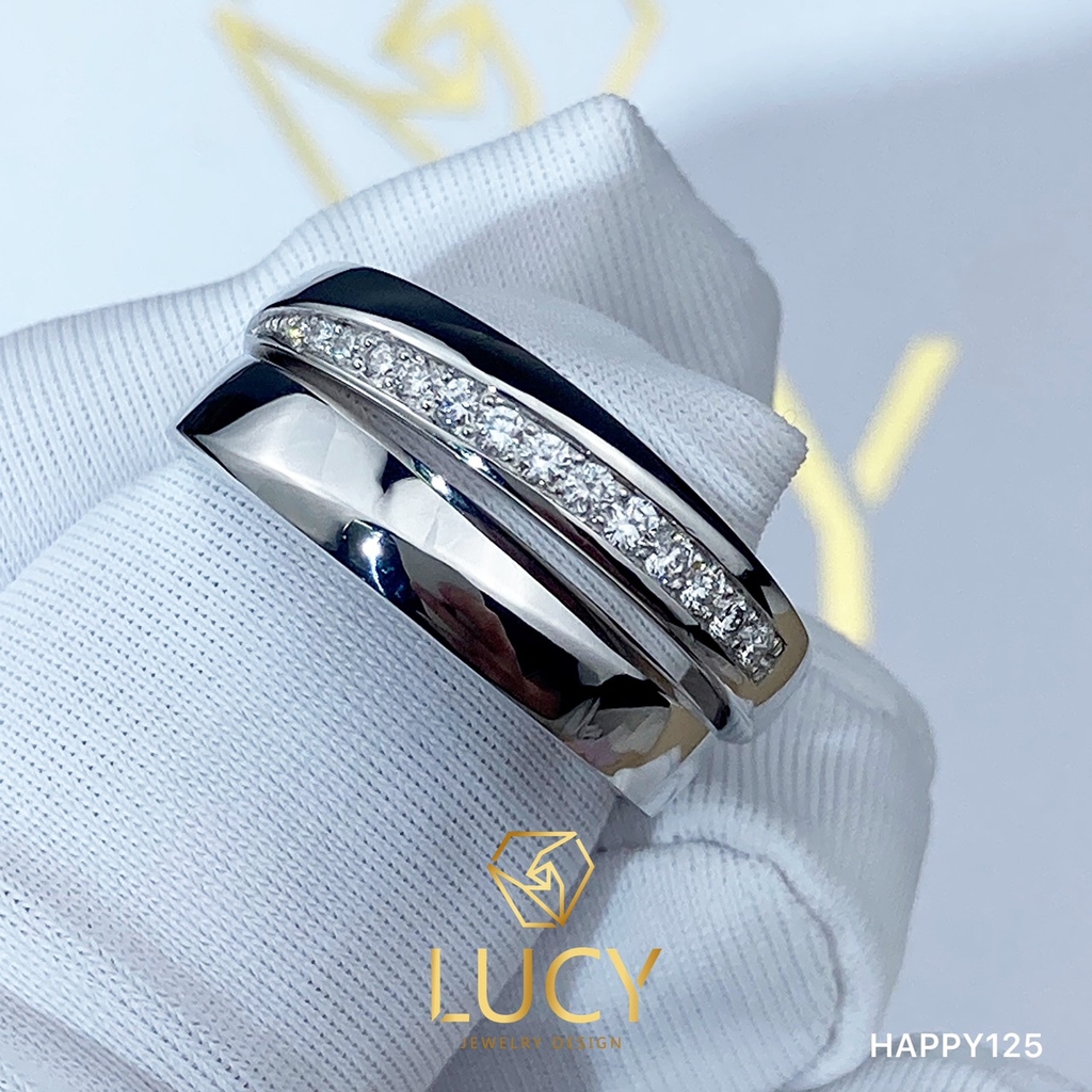 HAPPY125_PT Nhẫn cưới bạch kim cao cấp Platinum 90% PT900 - Lucy Jewelry