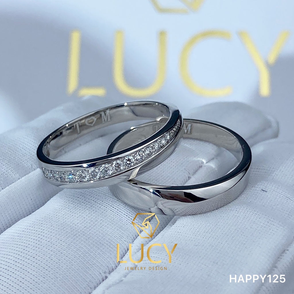 HAPPY125_PT Nhẫn cưới bạch kim cao cấp Platinum 90% PT900 - Lucy Jewelry