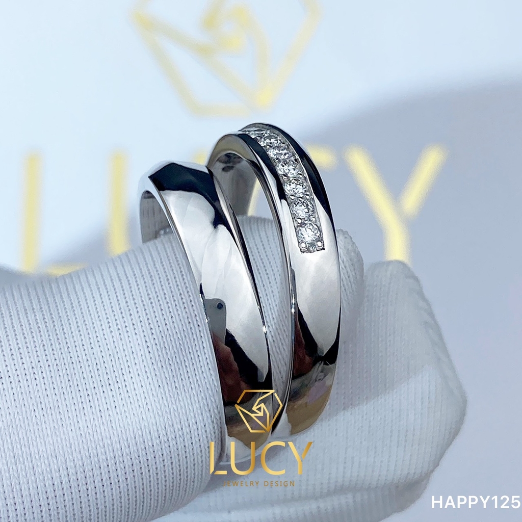 HAPPY125_PT Nhẫn cưới bạch kim cao cấp Platinum 90% PT900 - Lucy Jewelry