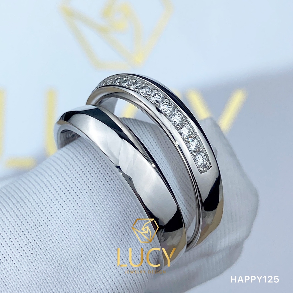 HAPPY125_PT Nhẫn cưới bạch kim cao cấp Platinum 90% PT900 - Lucy Jewelry