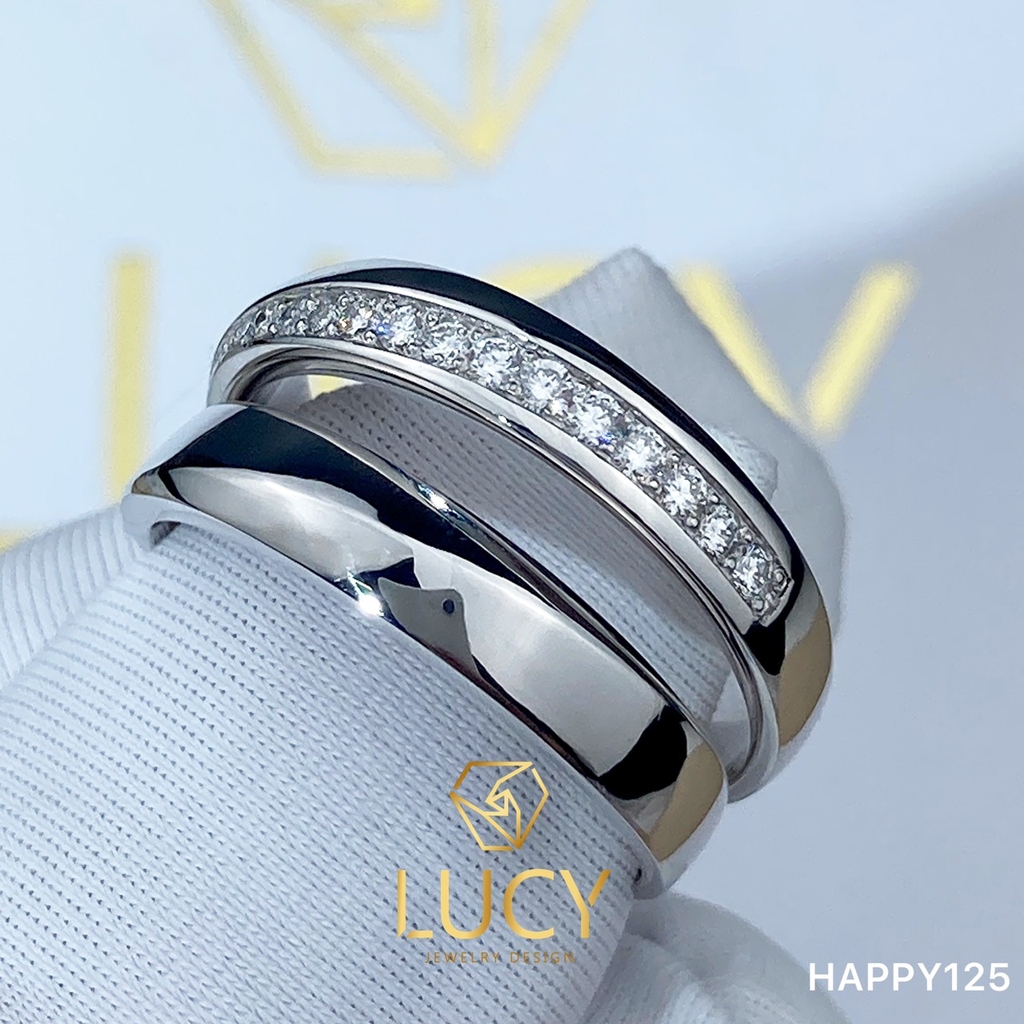 HAPPY125_PT Nhẫn cưới bạch kim cao cấp Platinum 90% PT900 - Lucy Jewelry