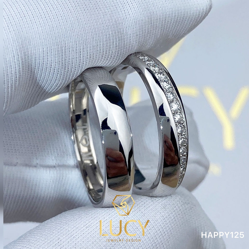 HAPPY125_PT Nhẫn cưới bạch kim cao cấp Platinum 90% PT900 - Lucy Jewelry