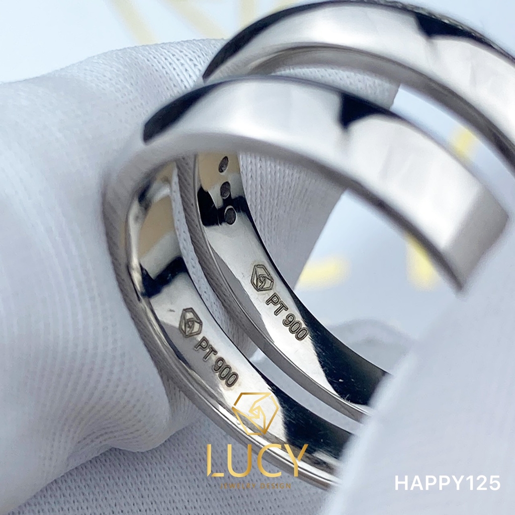 HAPPY125_PT Nhẫn cưới bạch kim cao cấp Platinum 90% PT900 - Lucy Jewelry