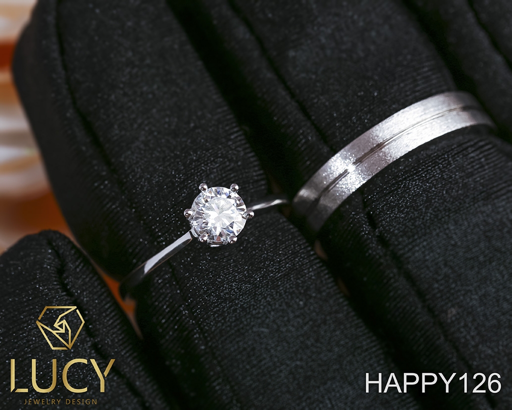HAPPY126 Nhẫn đôi, nhẫn cưới thiết kế, nhẫn cưới cao cấp, nhẫn cưới  kim cương 5mm - Lucy Jewelry