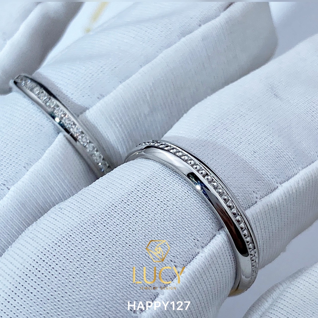 HAPPY127_PT900 Nhẫn cưới bạch kim cao cấp Platinum 90% PT900 - Lucy Jewelry