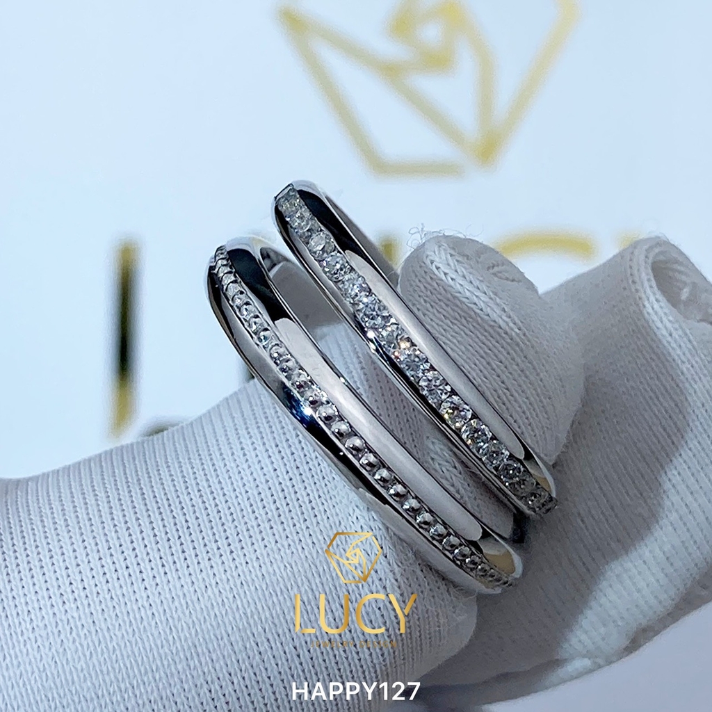 HAPPY127_PT900 Nhẫn cưới bạch kim cao cấp Platinum 90% PT900 - Lucy Jewelry