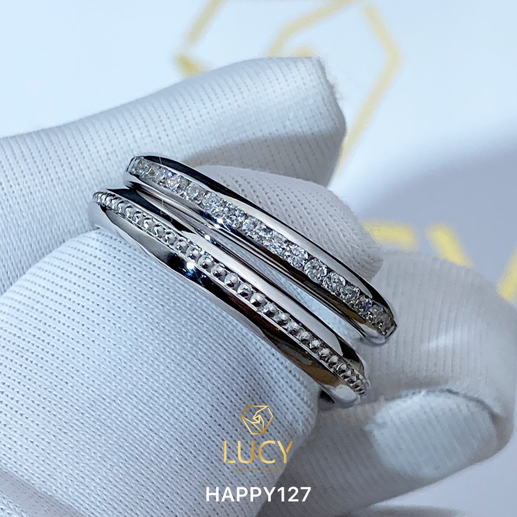 HAPPY127_PT900 Nhẫn cưới bạch kim cao cấp Platinum 90% PT900 - Lucy Jewelry