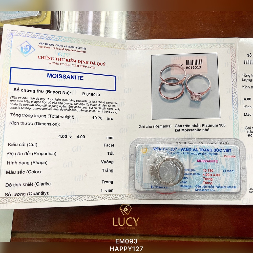 HAPPY127_PT900 Nhẫn cưới bạch kim cao cấp Platinum 90% PT900 - Lucy Jewelry