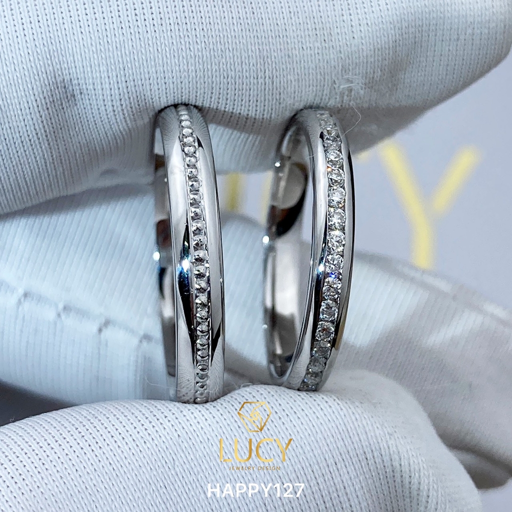HAPPY127_PT900 Nhẫn cưới bạch kim cao cấp Platinum 90% PT900 - Lucy Jewelry