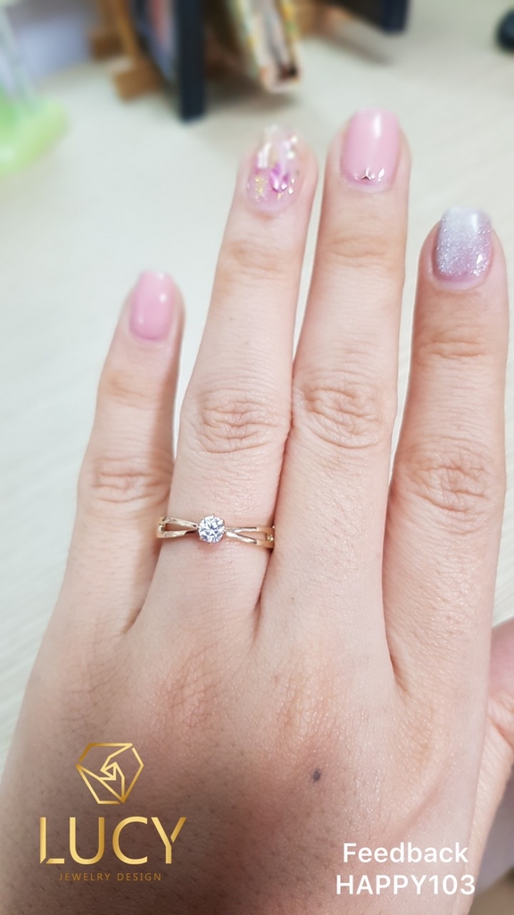 HAPPY130 - Nhẫn cưới vàng và bạch kim platinum đính CZ , Moissanite, Kim cương tự nhiên - Lucy Jewelry