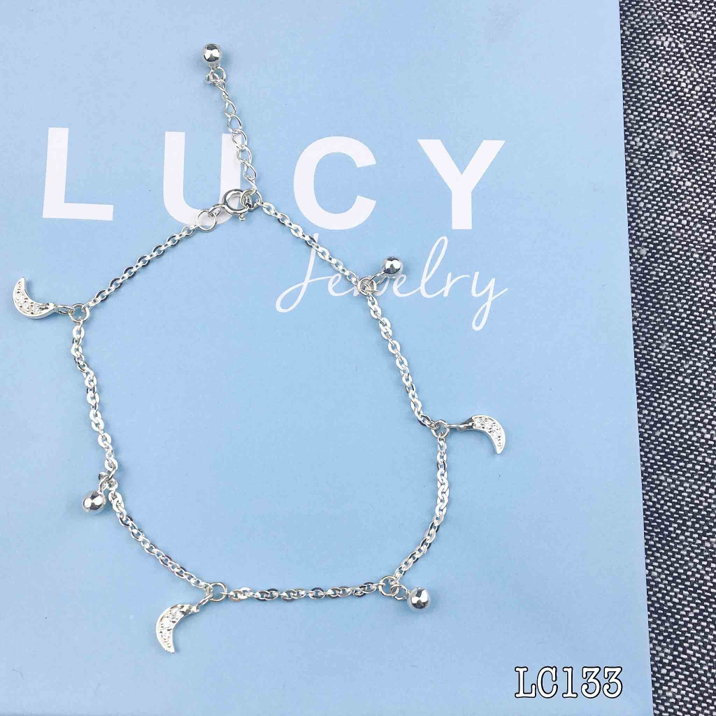 HÀNG ORDER - Lắc chân bạc trăng khuyết + bi bạc nhỏ bạc LUCY - LC133