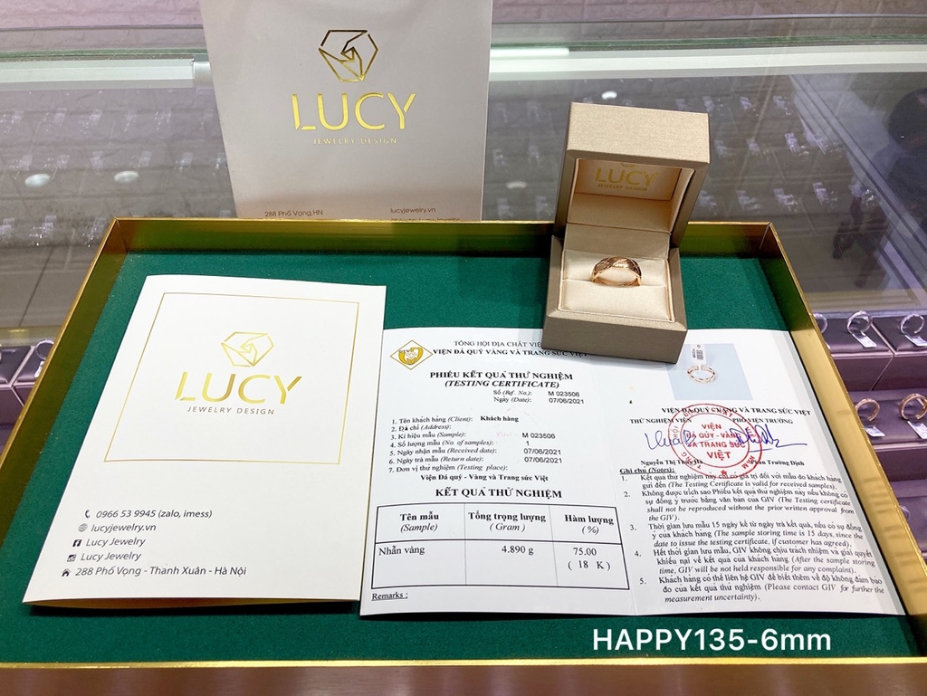 HAPPY135-6mm Nhẫn Unisex cho cả Nam và Nữ bản 6mm - Lucy Jewelry