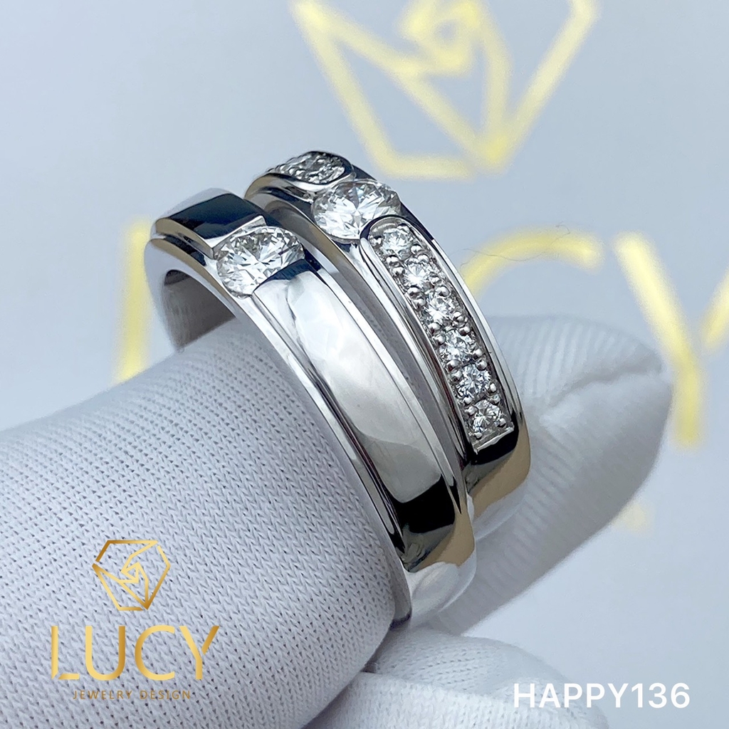 HAPPY136 Nhẫn cưới thiết kế, nhẫn cưới cao cấp, nhẫn cưới kim cương 3.5mm 3.6mm - Lucy Jewelry