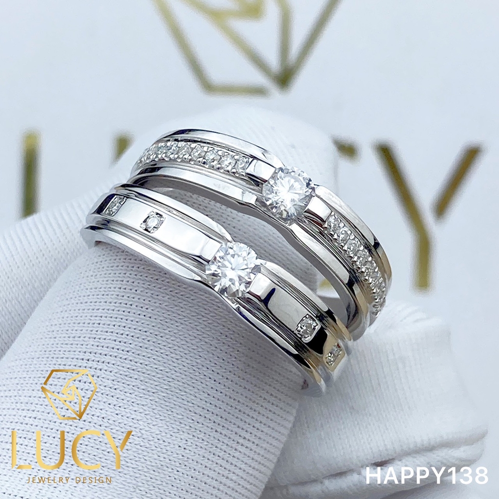 HAPPY138 Nhẫn cưới thiết kế, Nhẫn cưới cao cấp, Nhẫn cưới kim cương 3.5mm 3.6mm - Lucy Jewelry