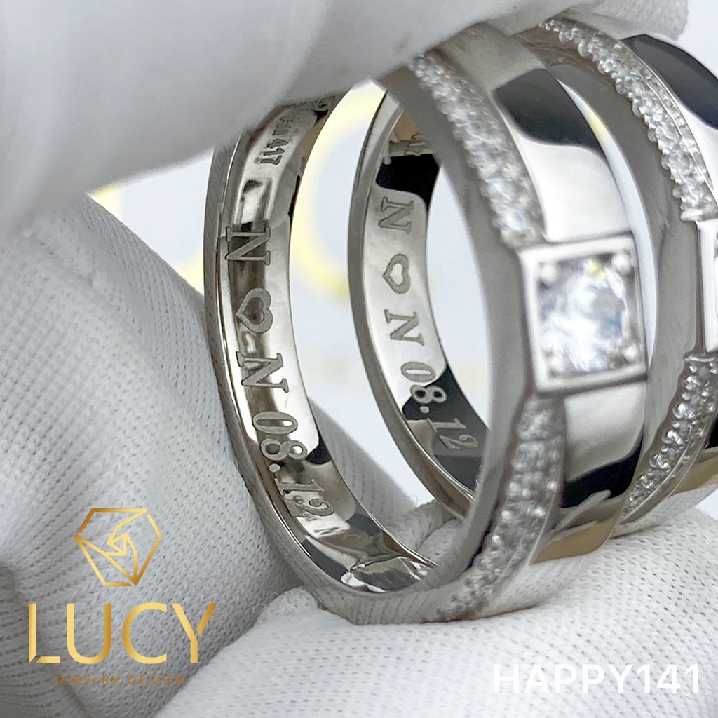 HAPPY141 Nhẫn cưới thiết kế, nhẫn cưới cao cấp, nhẫn cưới kim cương 3.5mm 3.6mm- Lucy Jewelry