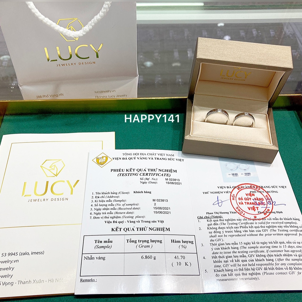 HAPPY141 Nhẫn cưới thiết kế, nhẫn cưới cao cấp, nhẫn cưới kim cương 3.5mm 3.6mm- Lucy Jewelry