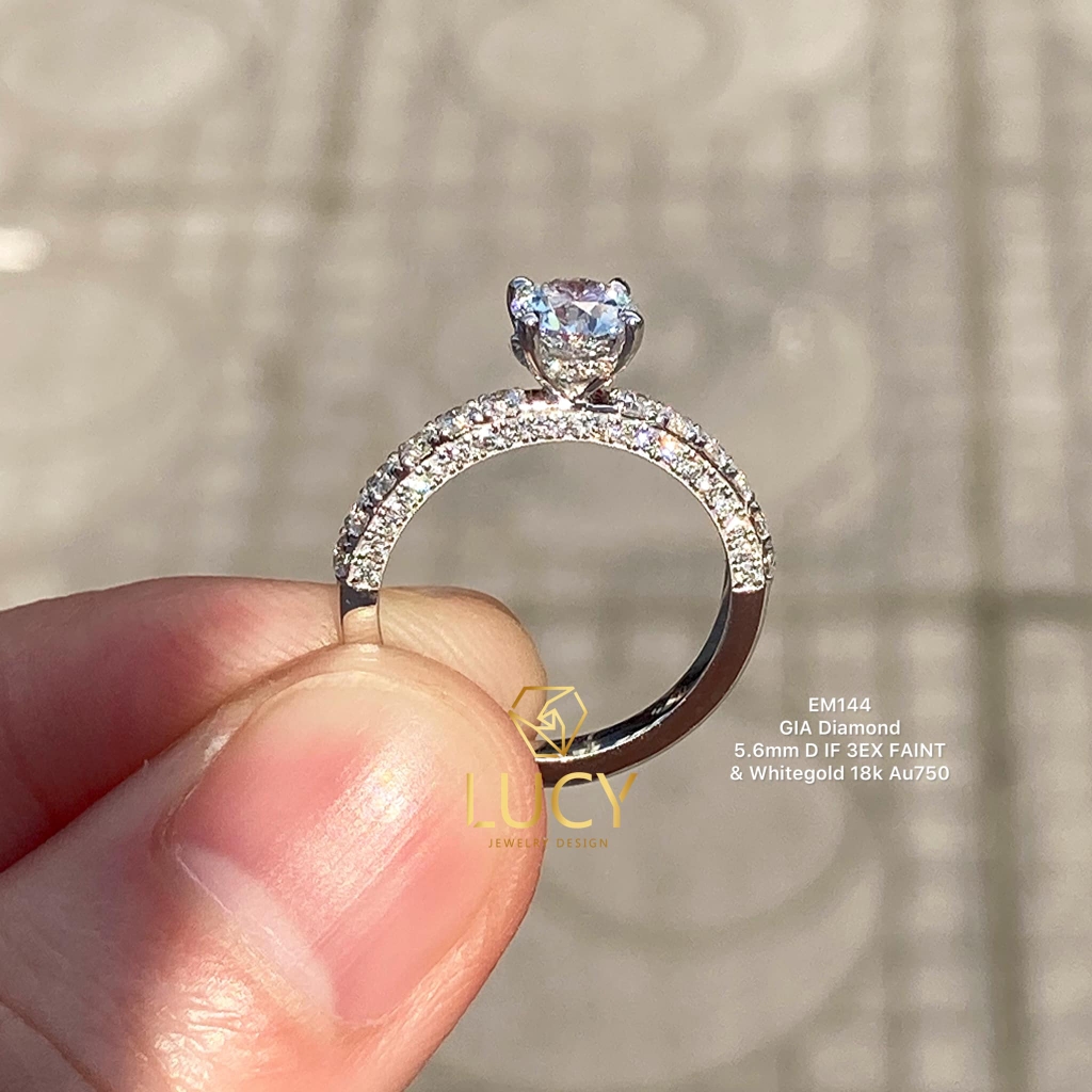 EM144 - Nhẫn cầu hôn, round cut, 5.6mm - Lucy Jewelry