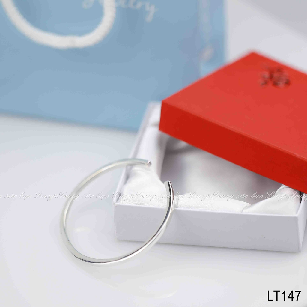 Lắc tay cuff thân vuông bản 3mm bạc lucy - LT147