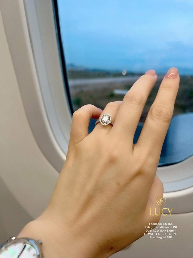 EM154 - Nhẫn cầu hôn, oval cut, 1.2 carat - Lucy Jewelry