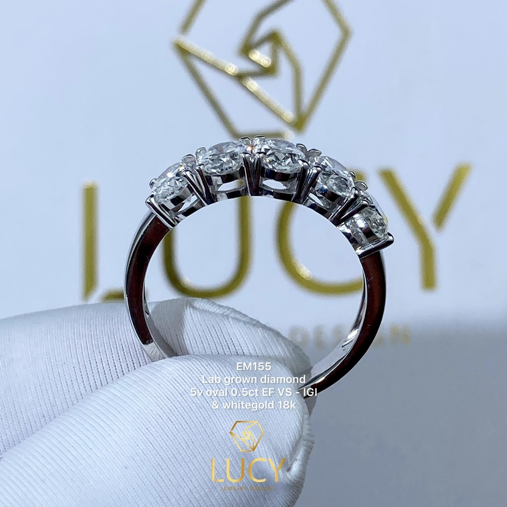 EM155 - Nhẫn kết ngang đá oval, nhẫn vàng nữ, nhẫn thiết kế - Lucy Jewelry