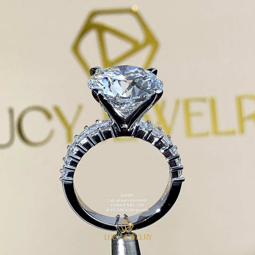 EM181 - Nhẫn cầu hôn, round cut, 12mm - Lucy Jewelry