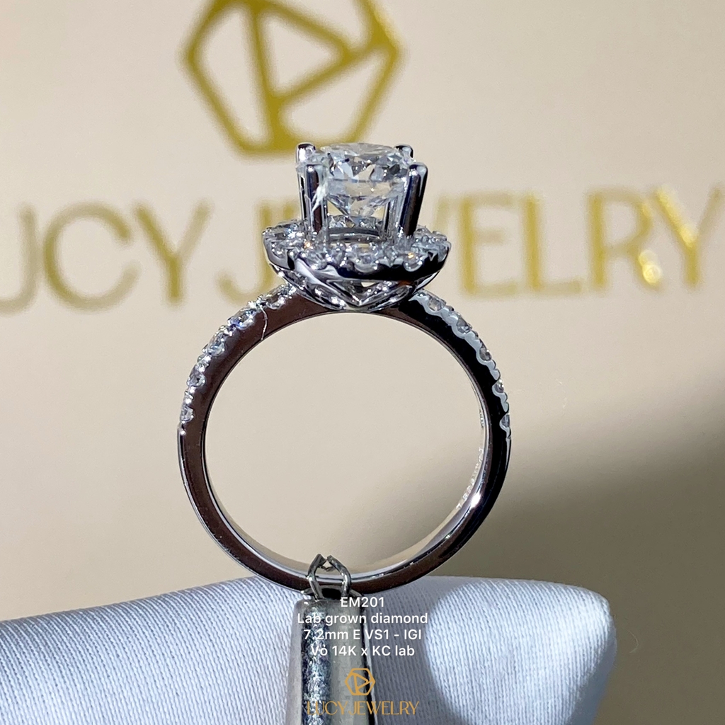 EM201 - Nhẫn cầu hôn, round cut, 7.2mm - Lucy Jewelry