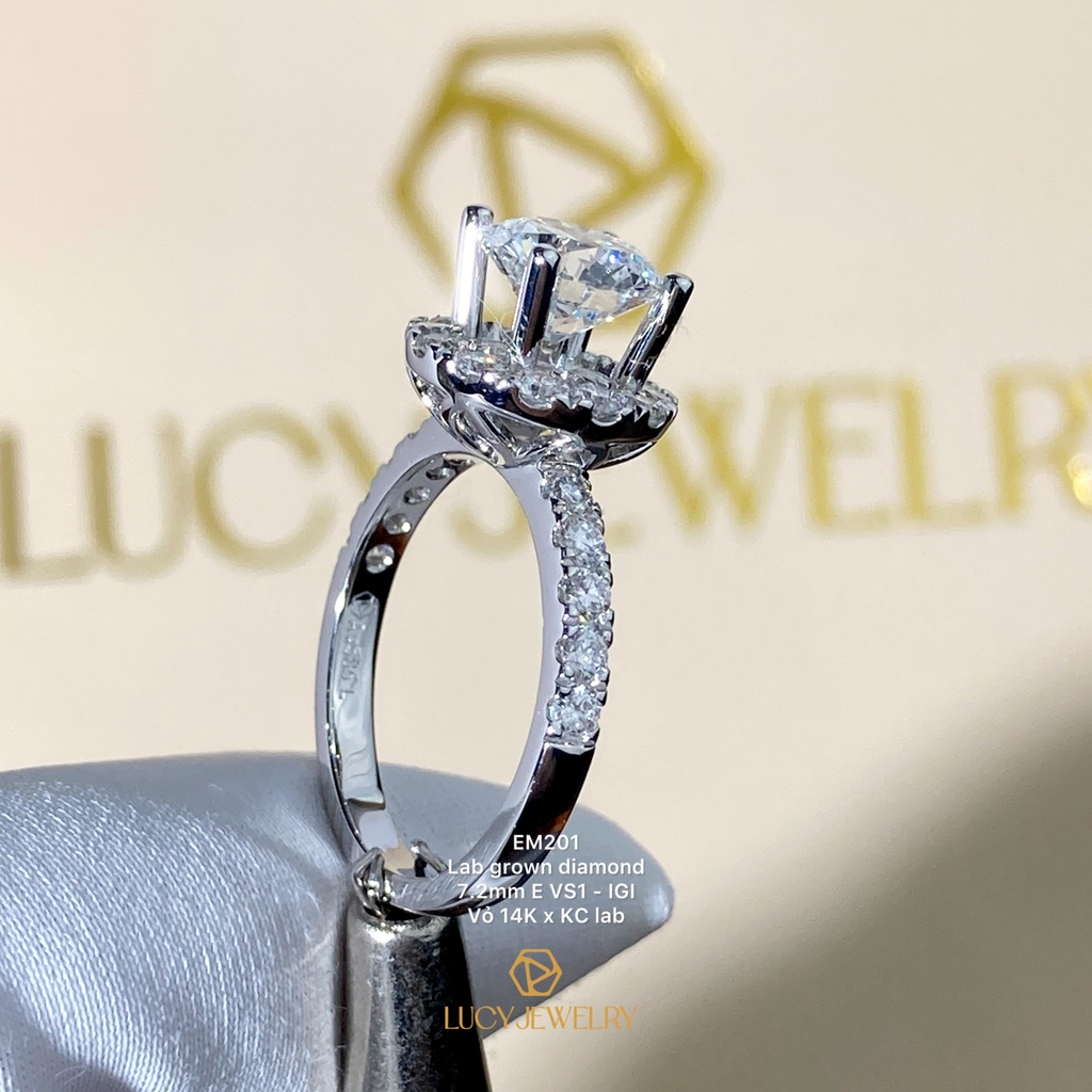 EM201 - Nhẫn cầu hôn, round cut, 7.2mm - Lucy Jewelry