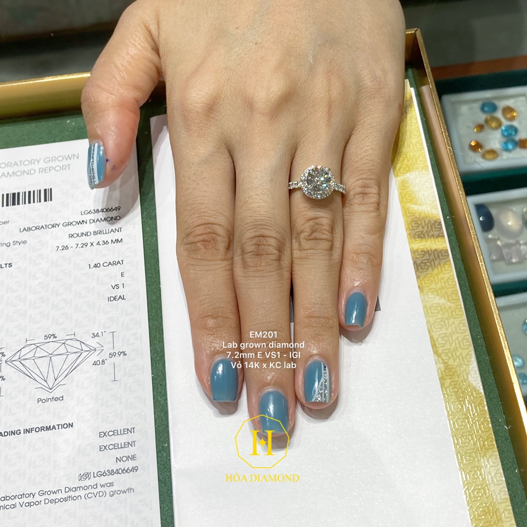 EM201 - Nhẫn cầu hôn, round cut, 7.2mm - Lucy Jewelry