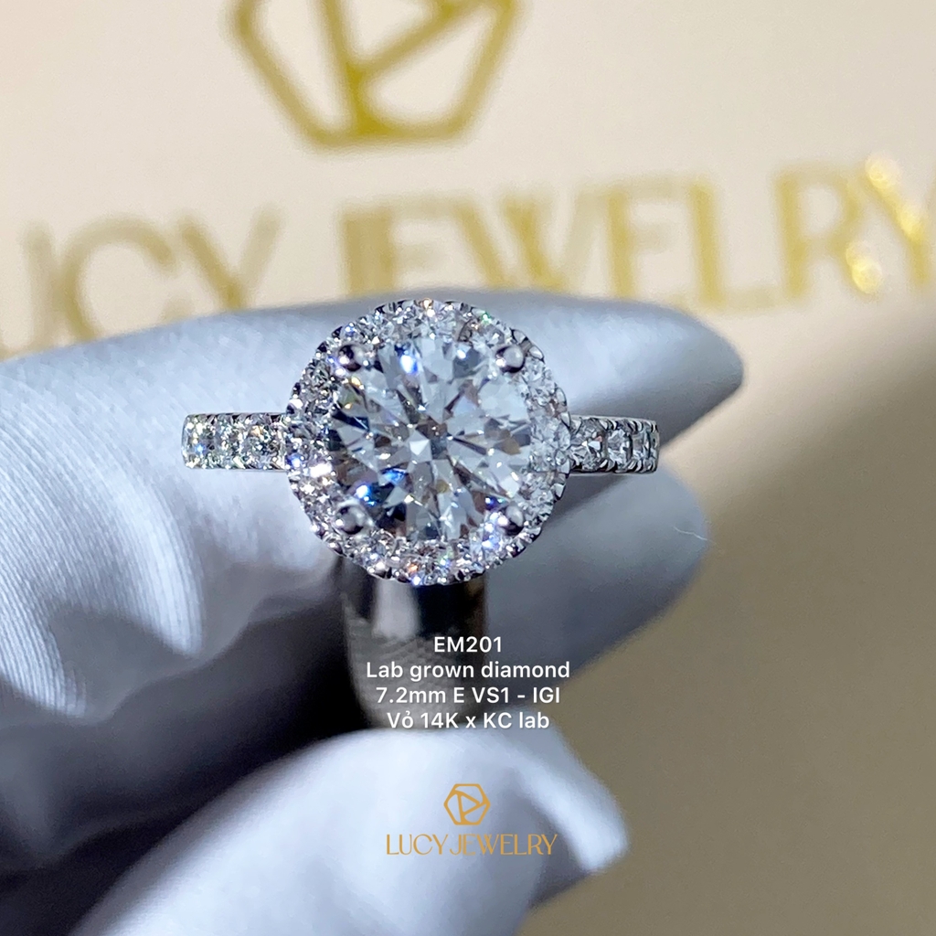 EM201 - Nhẫn cầu hôn, round cut, 7.2mm - Lucy Jewelry